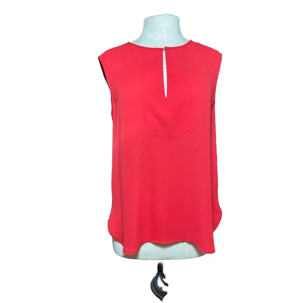 J CREW Women’s Size 10P Red Polyester Sleeveless Blouse - Picture 1 of 7